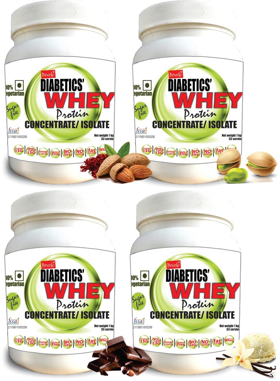Develo Whey Protein Powder for Diabetic Health & Optimum weight, Sugar Free Snack for Diabetes Care - 500 g Kesar Badam — Amazon image 5