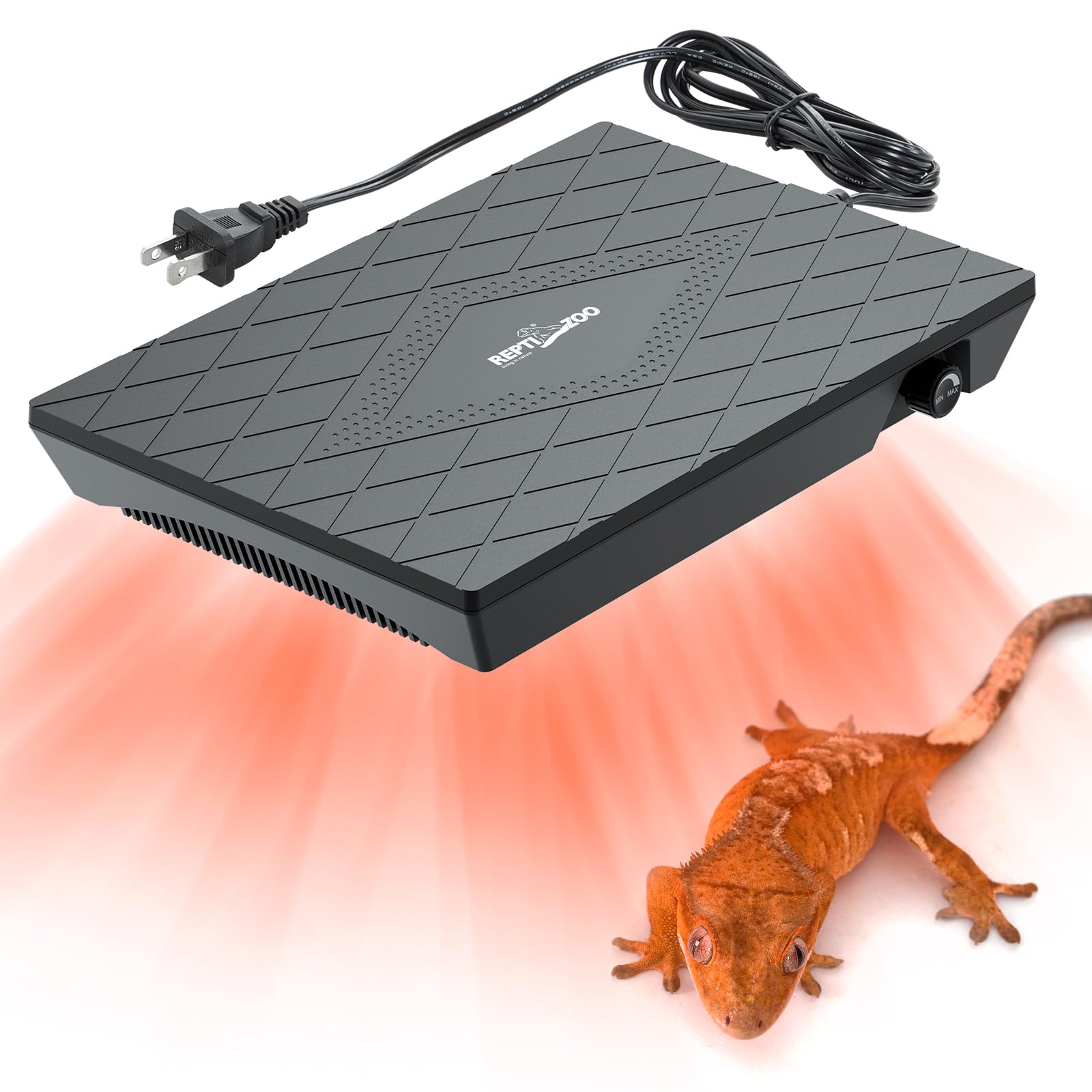 REPTI ZOO Reptile Heat Panel Adjustable Temperature Reptile Heating Plate, Non-Light Heating Solution with Expanded Heating Range for Hermit Crabs/Leopard Geckos/Turtles/Snakes/Lizards