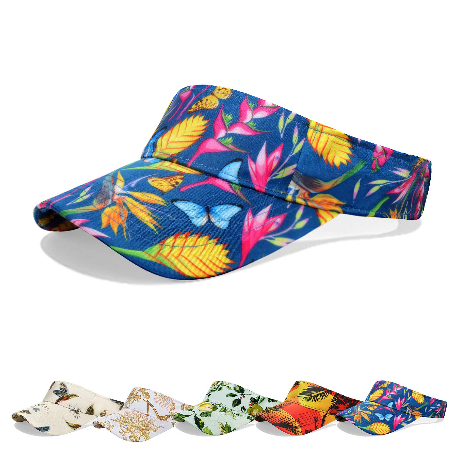 BLURBESun Visor Hats-Golf Visor for Women Ponytail Baseball Cap Adjustable Sports Tennis Visor Hat UV Protection Sun Hat Multicolour One Size for Women