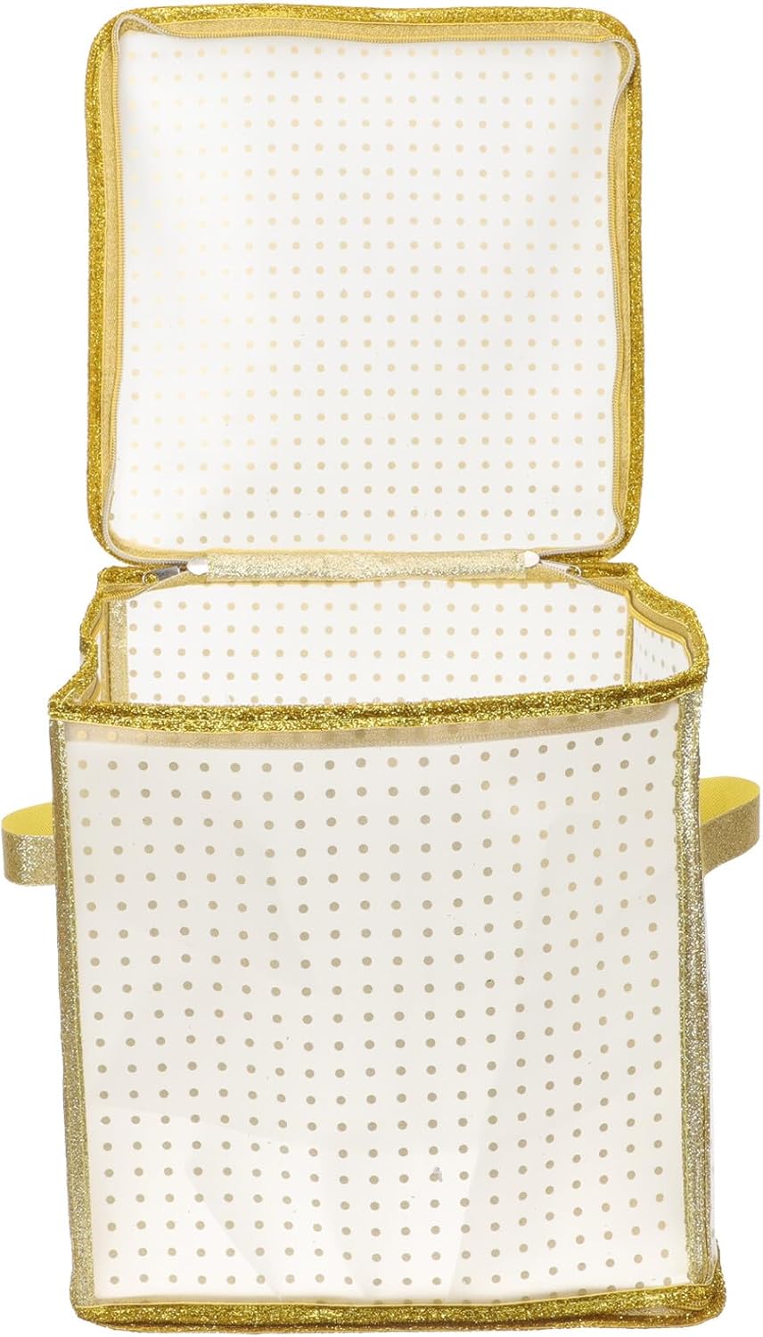 Christmas Ornament Storage Box 75 Compartments Ball Organizer Dustproof Decorative Xmas Decor Storage Bag with Gold Edge Polka Dot for Holiday Ornament Organization