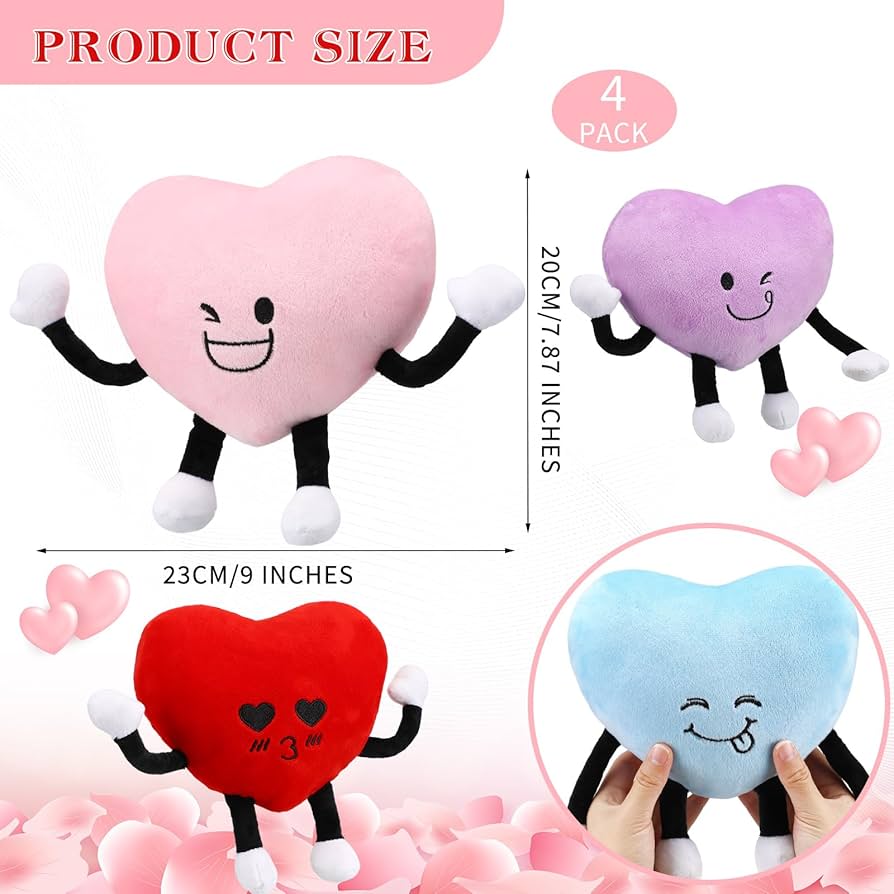 Amazon.co.jp: Syhood ハートぬいぐるみ 4個 バレンタインデーギフト用