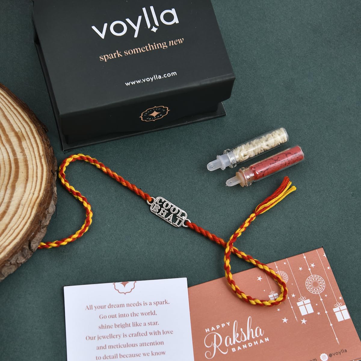 925 Silver Bhai Thread Rakhi with Roli Chawal Pack