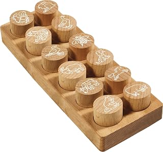 COLOP Woodies Holzstempel Set - Bauernhof Tiere - Abdruckgröße 30 mm