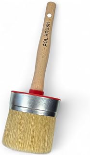 3.5 Inch Chalk & Wax Round Paint Brush - High European Quality - Natural Bristles - for Home, Wood, Walls, Art, Trim & Furniture - for Acrylic, Oil, Stain, Chalk, Wax & Latex Paints