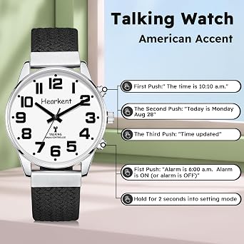 Hearkent Analog Talking Watch for Visually Impaired Large Numbers and Dial