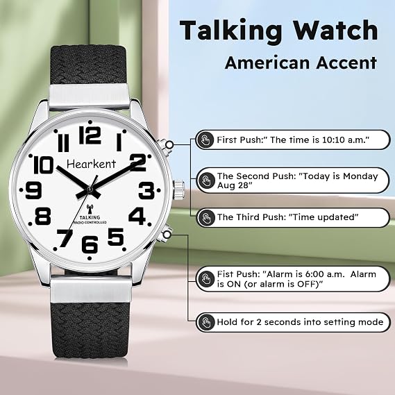 Hearkent Analog Talking Watch for Visually Impaired Large Numbers and Dial