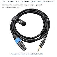 Vista 2 de Cable XLR a 0.138 in de 3.3 pies, desequilibrado, regular, hembra, XLR a conector estéreo de 1/8 pulgadas, cable de micrófono auxiliar para teléfono