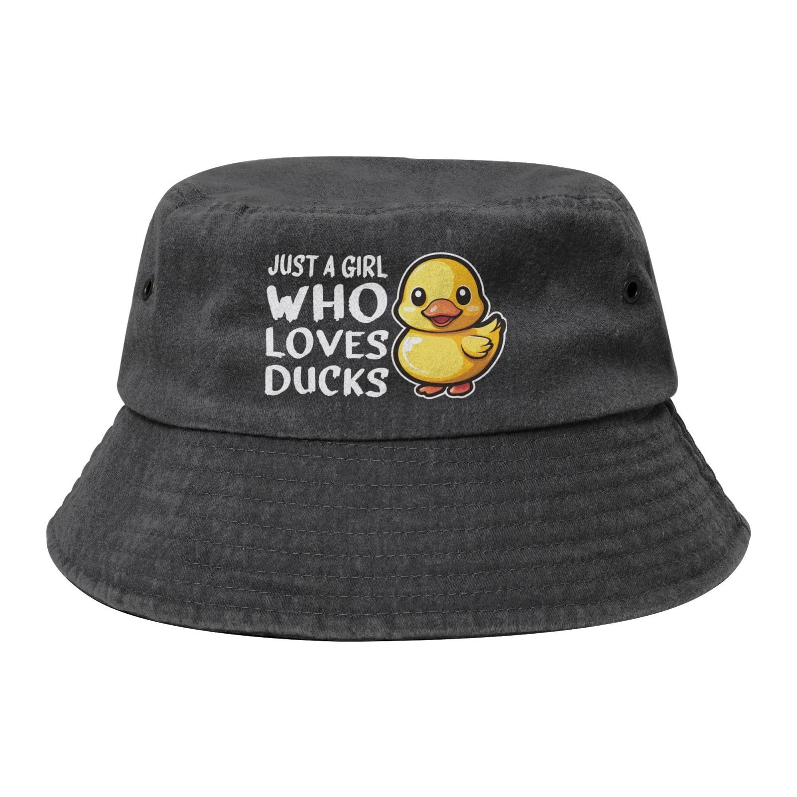 Qauirfe Just A Girl Who Loves Ducks Fashion Cowboy Denim Fisherman Hat Outdoor Fishing Cap Sun