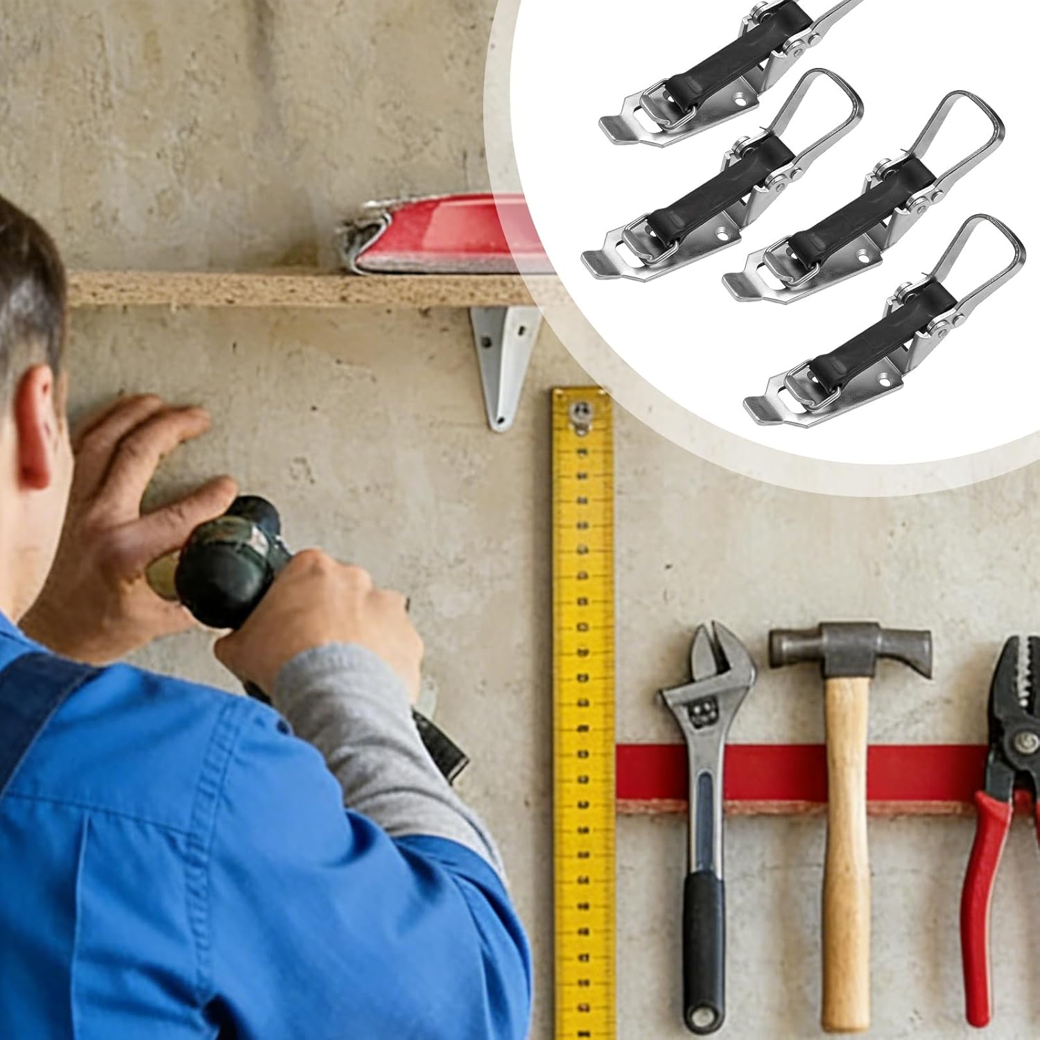 Pack of 4 Locking Bearing Shovel Holder, Shovel Holder, Spade Holder, Practical Spade Holder, Axe Holder, Shovel Holder, Broom Holder for Car, Boat, Trailer, Truck, Tool Spade