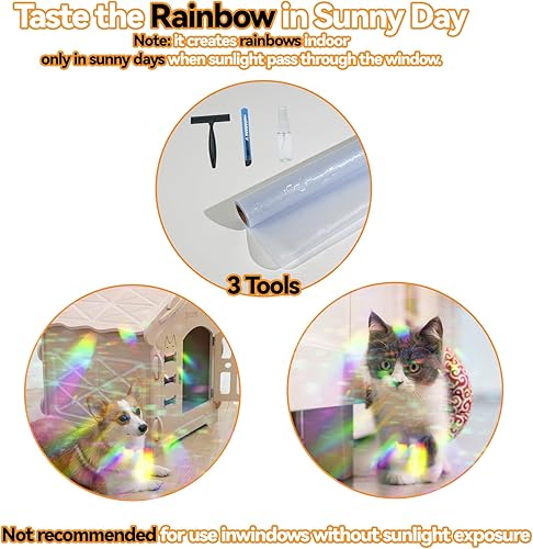 Miniatura 6 de Película de privacidad para ventana, 17.5 x 78.7 pulgadas, película de ventana arcoíris para privacidad de vidrio, película decorativa para