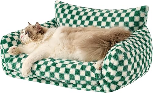 Miniatura 16 de Hollypet Cama para gatos, mullida, multifuncional, de doble capa, suave para mascotas, sofá ortopédico para gatos y perros pequeños, color rosa (21