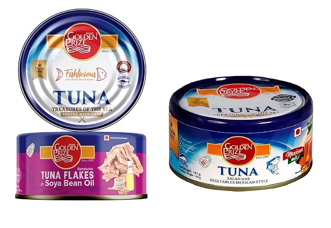 Golden Prize Combo - 1 x Tuna Sandwich Flakes in Soyabean Oil and 1 x Tuna Salad with Vegetables Mexican Style (2 x 185gms Each)