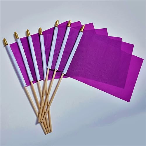 ZXvZYT Paquete de 50 banderas de color morado sólido en palo, suministros de decoración de marcado de bricolaje, escuela, club deportivo,