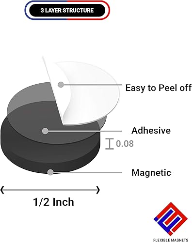 Miniatura 2 de Flexibles imanes 1/2 pulgada Disco Redondo Con calcomanía Respaldo – 250 unidades