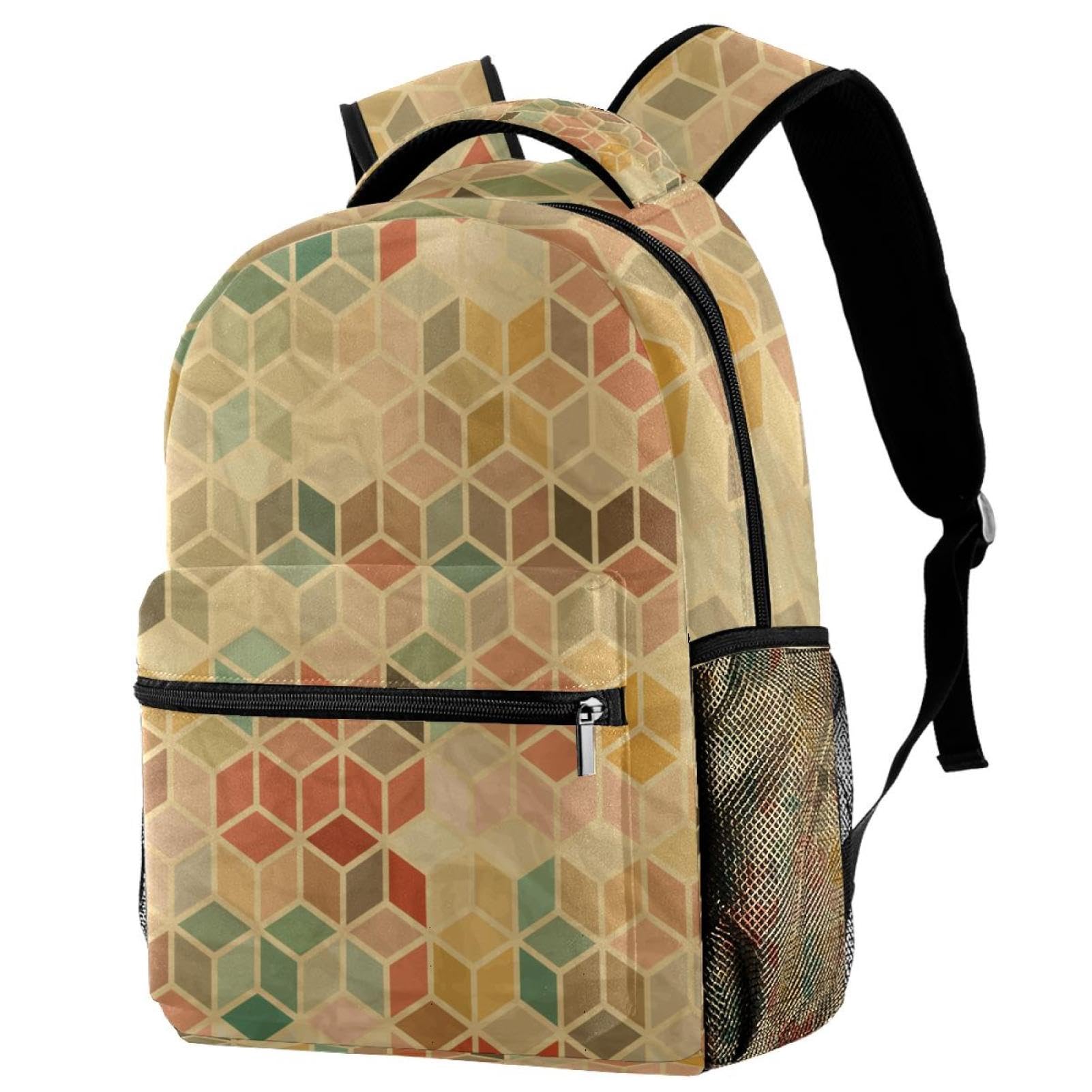 Sac à dos d'école beau losange hexagonal multicolore pour affirmer son style - 7