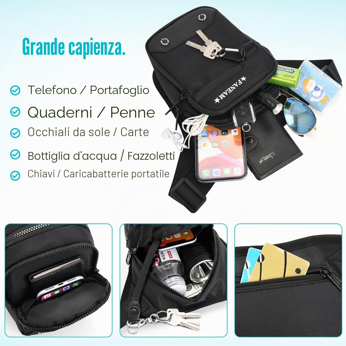 Borsa da Gamba Moto Impermeabile Marsupio Sportivo Borsa da Gamba Tattica Multifunzionale Marsupio Cosciale Uomo Donna per Ciclismo Escursionismo Campeggio Arrampicata