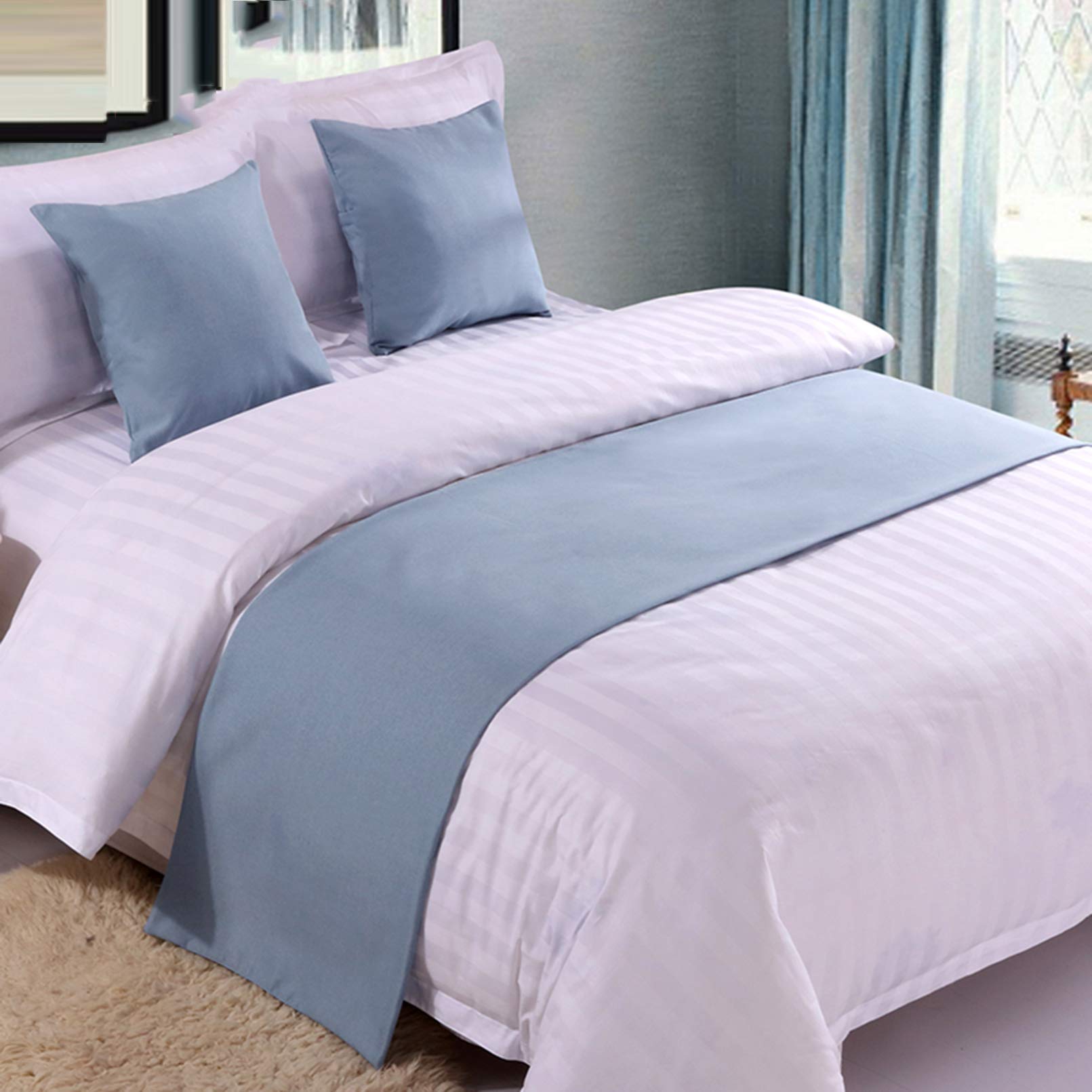 BAMCQ Bed Runner bed runners Hotel bedding premium bed scarf bed flag bed end pad bed cover bed decoration strip sky blue_50x180cm (1.2m bed)