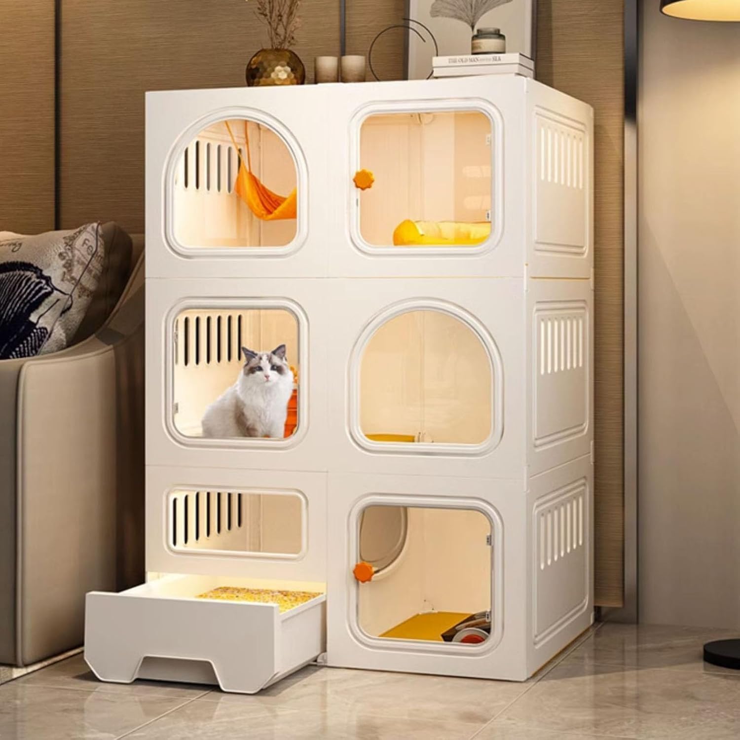 Cat Cage with Litter Box Cat Crate, Pet Cage Cat Kennel Cat Play Pen