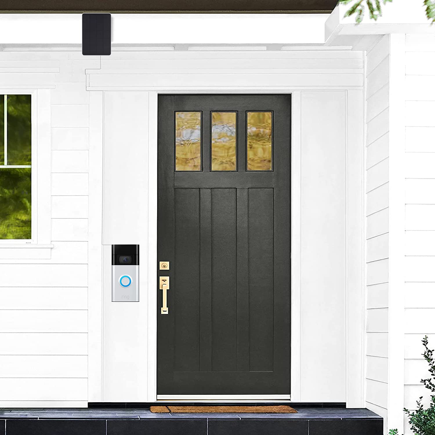 Konzon Solar Panel 3W Compatible with Ring, Video Doorbell 2, Video Doorbell 3, Video Doorbell 3 Plus, Video Doorbell 4, Battery Video Doorbell Plus | White (1Pack)