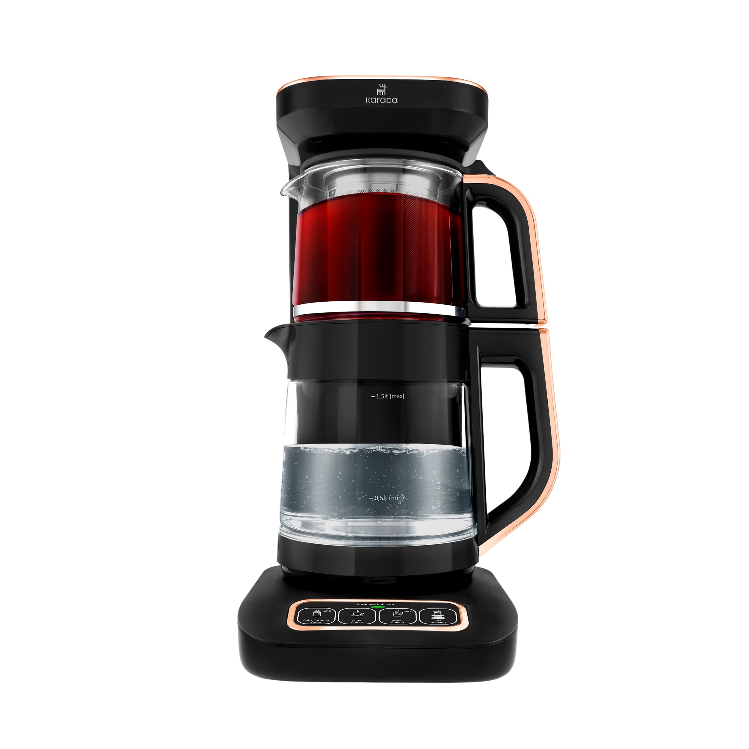 Karaca Robotea Pro 4 in 1 Konuşan Cam Çay Makinesi Black Copper