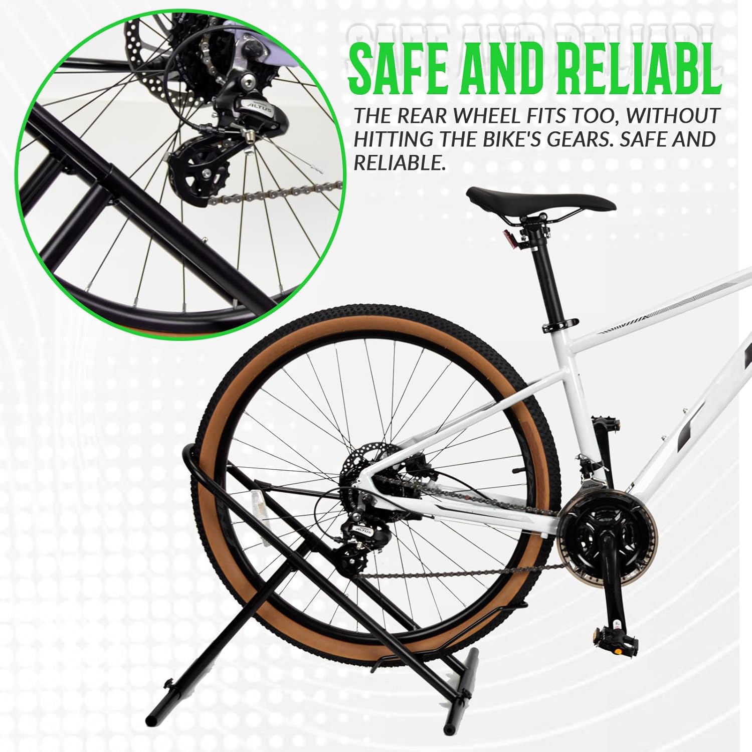 Folding Bike Floor Stand Rack, Portable Storage Bicycle Parking Rack for Garage/Home, Indoor Bike Stand Fit 16”-29” Mountain Road Bikes (2)