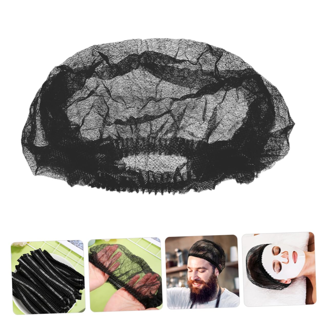 Happyyami 200pcs Black Hair Nets for Women Net Elastic Bouffant Scrub Caps for Cooking Hairnets