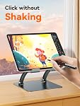 Tounee Tablet Holder Stand, Dual Rod Adjustable Aluminum Desktop Stand, Compatible with 4.7-16.5" iPads, Surface Tablets, Portable Monitors, Kindle & More (Gray)
