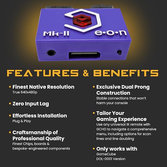 GCHD Mk-II | Gamecube HD Adapter for Nintendo Gamecube HDMI Converter, Digital Audio, Plug & Play, Zero Lag, Video Enhancer (Indigo)