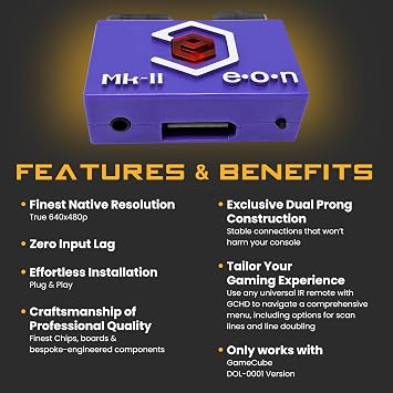 GCHD Mk-II | Gamecube HD Adapter for Nintendo Gamecube HDMI Converter, Digital Audio, Plug & Play, Zero Lag, Video Enhancer (Indigo)