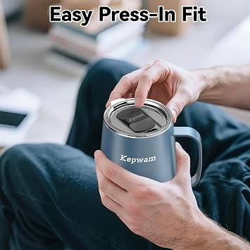 Kepwam Replacement Spill-Resistant Sliding Lid for Kepwam Self Heating Coffee Mug BPA-Free, Easy to Use & Clean, Compatible with T1, T2 & T2 Plus Smart Mugs (Graphite)