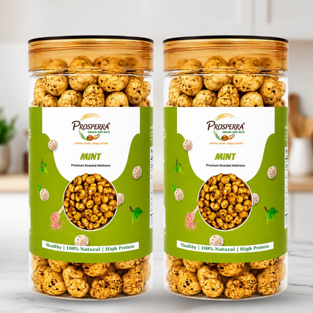PROSPERRA GRAINS | Roasted and Flavoured Makhana | Mint Makhana | Namkeen Snacks & Puffed Snacks | Healthy Snack | Cholesterol Free | Gluten Free | Rich In Protein & Fiber | Roasted in Olive Oil, 140g Jar-image-40