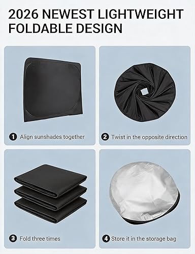 Miniatura 8 de Proadsy Parasol para parabrisas actualizado 2025, ajuste personalizado, BMW X3 2017-2011, 4 capas, plegable, protector de parasol para bloquear los