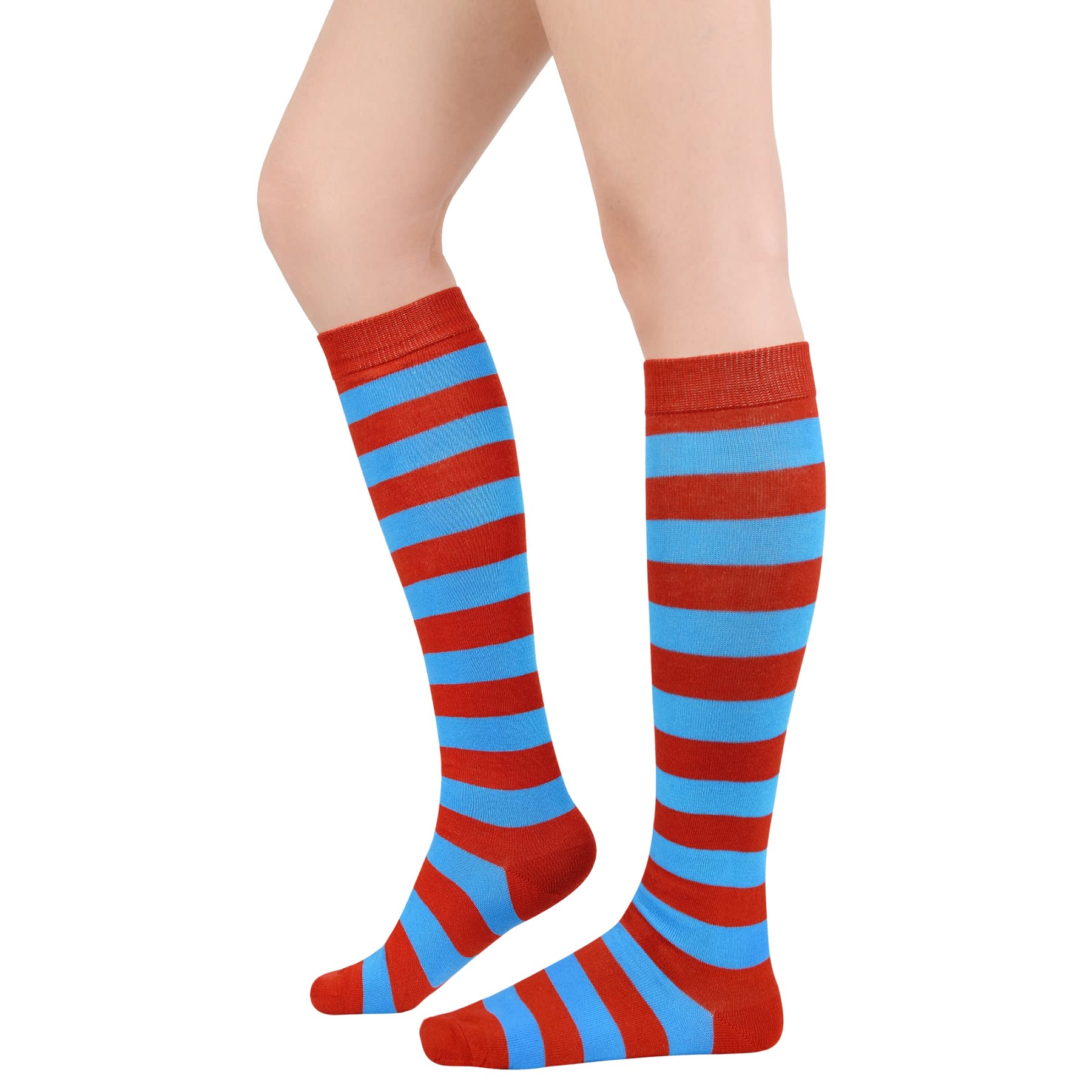 Zando Knee High Socks for Women Striped Athletic Long Tall Tube Socks Outdoor Sports Casual Thigh High Stockings