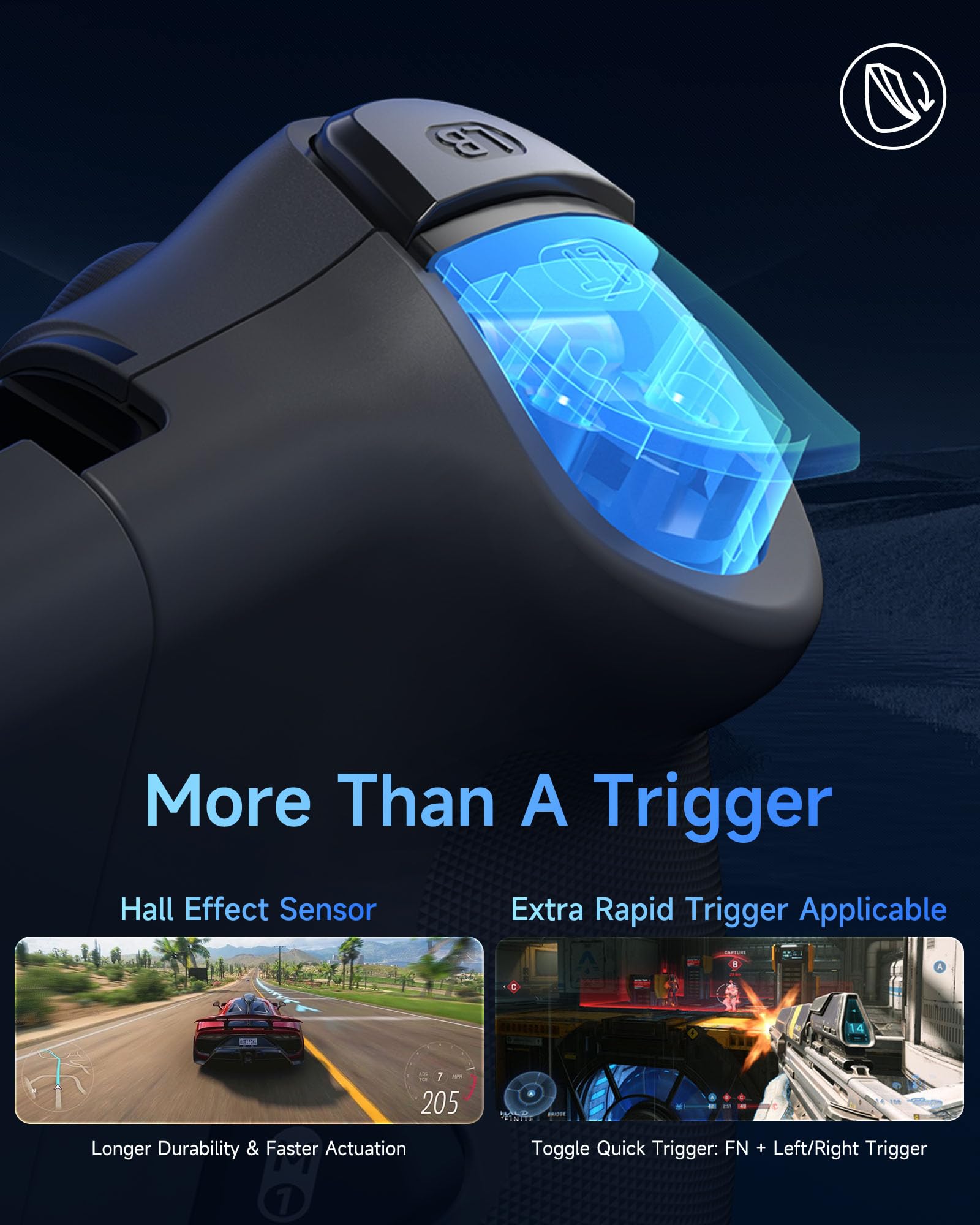 EasySMX M15 Controller Smartphone Android, Gamepad Bluetooth con Joystick & Trigger Hall Effect, Pulsanti Meccanici, Compatibile con Cellulare/PC/Tablet - Nero