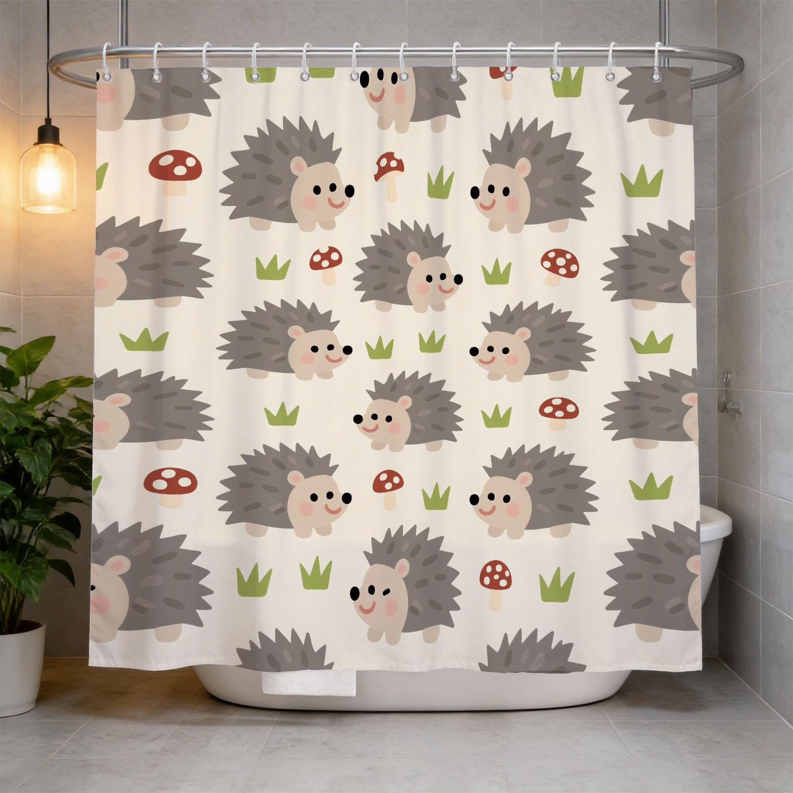 Hongduo 3D Hedgehog Shower Curtain for Stalls Bathtubs Cartoon Bathroom Decor Shower Curtain Set Polyester Fabric Waterproof 120x180cm/48X71 Inch with Hooks