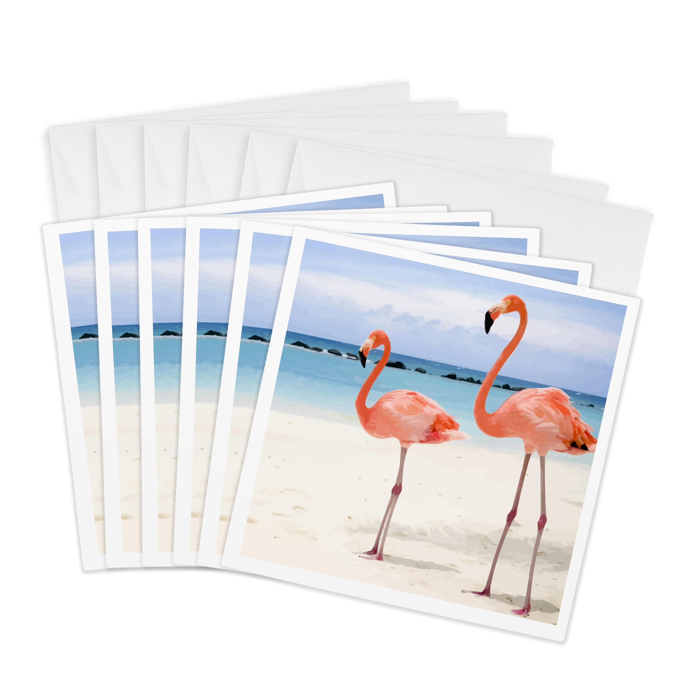 3dRose Grußkarten-Set 'Flamingos III' – 12 Stück, 15,2 X 15,2 Cm