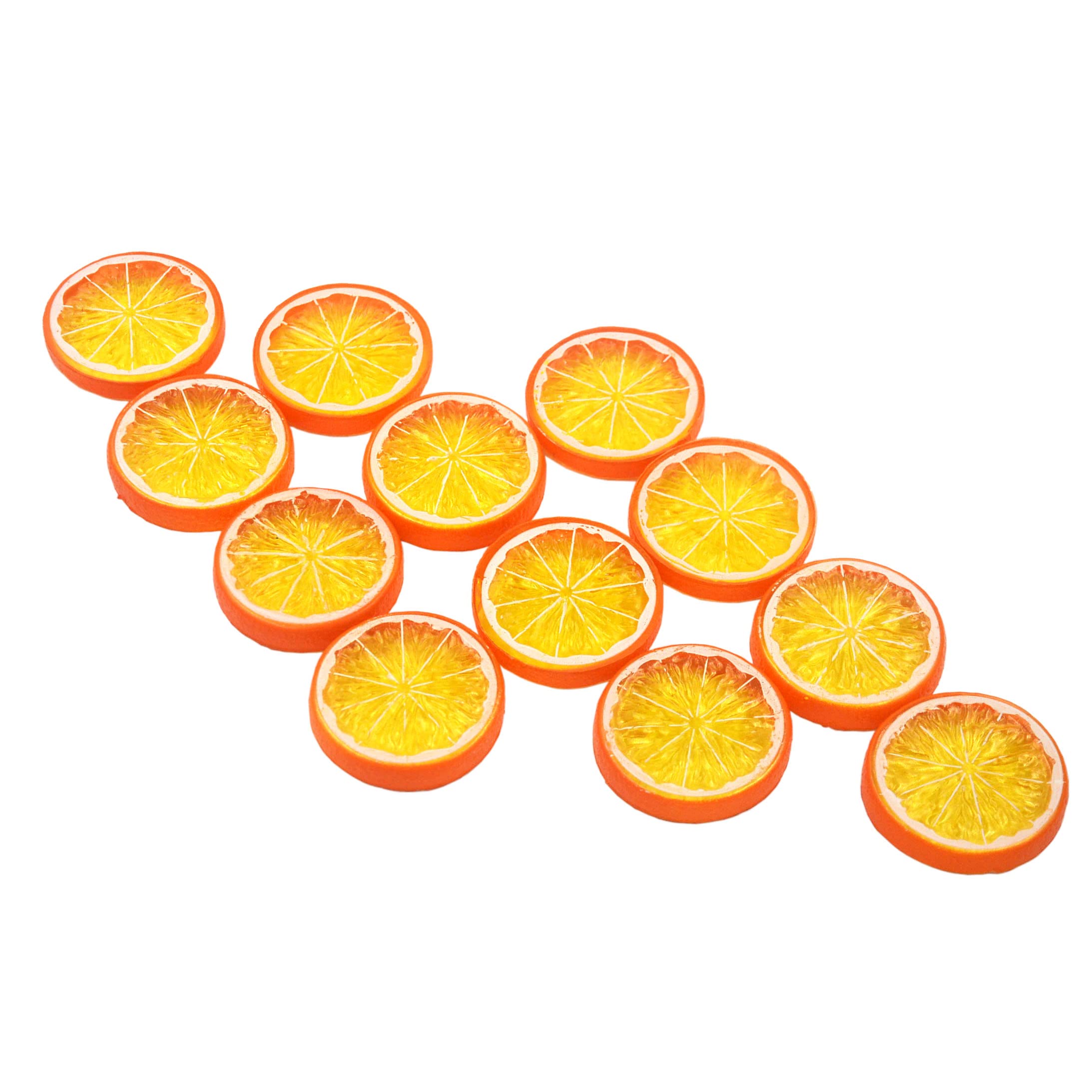 Scf2017 Orange 12Pcs Artificial Plastic Lemon Lime Slice Mini Fake Fruit Party Kitchen Christmas Decor(Orange)