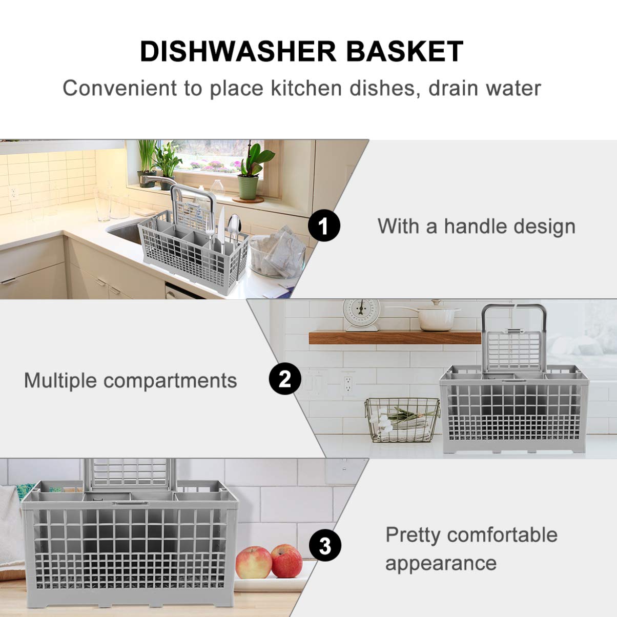 Cesta de drenaje de plástico para fregadero, escurridor de cubiertos con asa, escurridor de platos dividido para jabón y lavavajillas, soporte para palillos líquidos, apto para lavavajillas