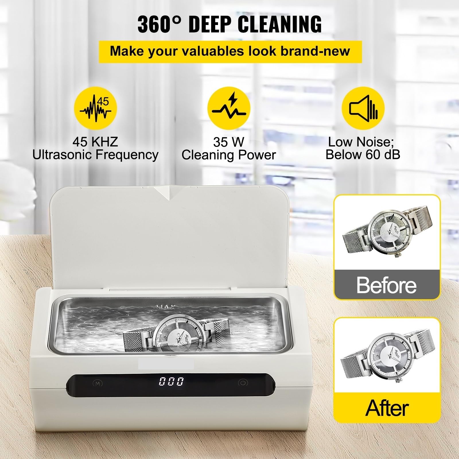 Mini Ultrasonic Cleane 500ml przenośna pralka ultradźwiękowa kąpiel Sonic urządzenia czyszczące do okularów sprzęt AGD(Wit)