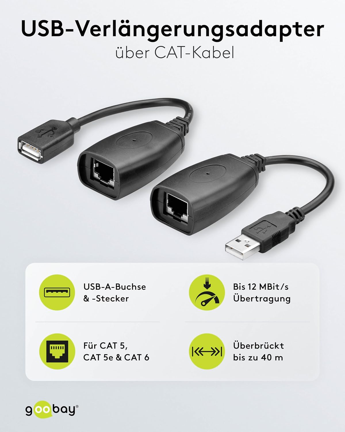 Wentronic 40m USB CAT 5 Extender