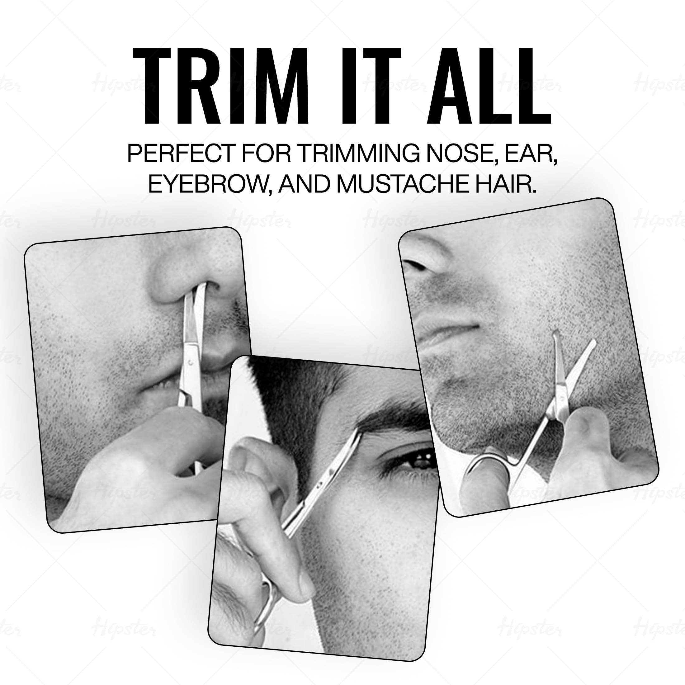 Hipster Nasal Safety Personal Grooming Scissor for Cutting Nose Hair, Beard, Mustache and Eyebrow | Round Tip & Travel Friendly