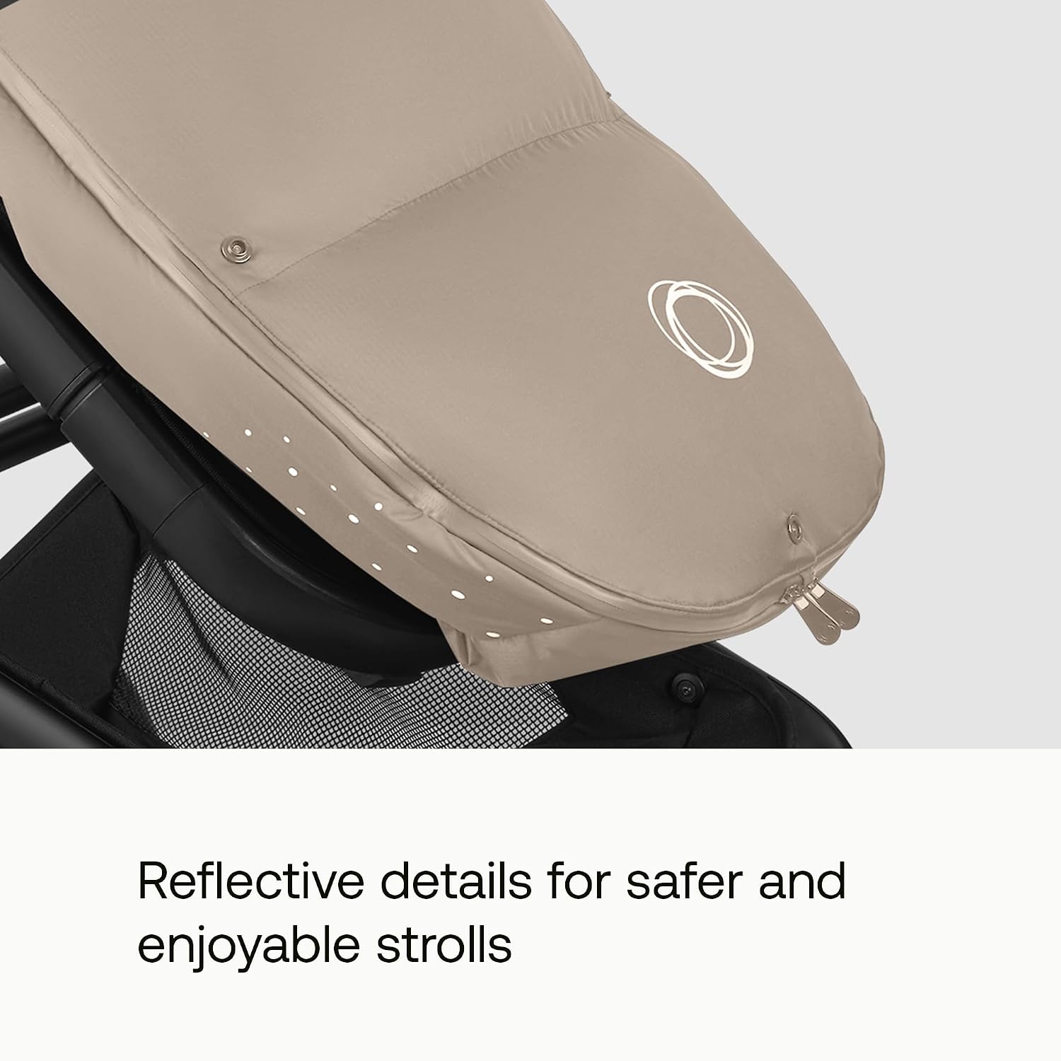 Bugaboo Performance Winter Footmuff for Strollers – Thermolite® Insulated Water-Repellent Footmuff, Removable Insert, Adjustable Hood, Reflective Details, Fits All Bugaboo Strollers - Desert Taupe