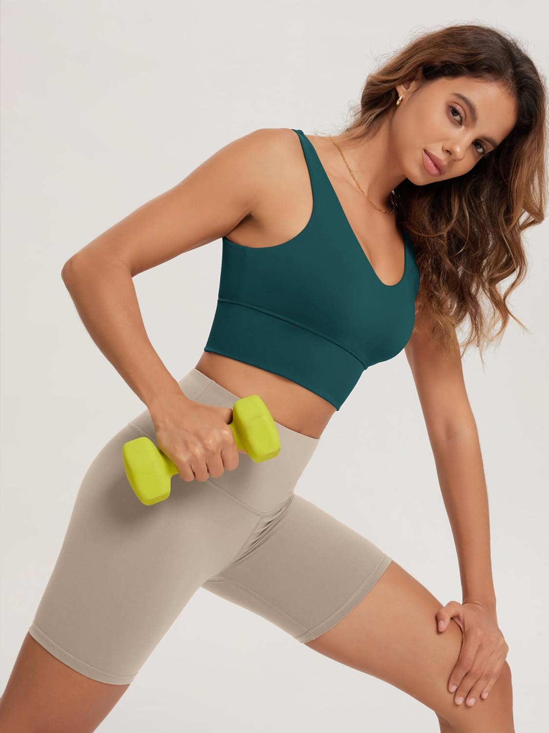 ODODOS Women's Longline U-Back Sports Bra V-Neck Padded Yoga Workout Wirefree Tank Top - Image 3