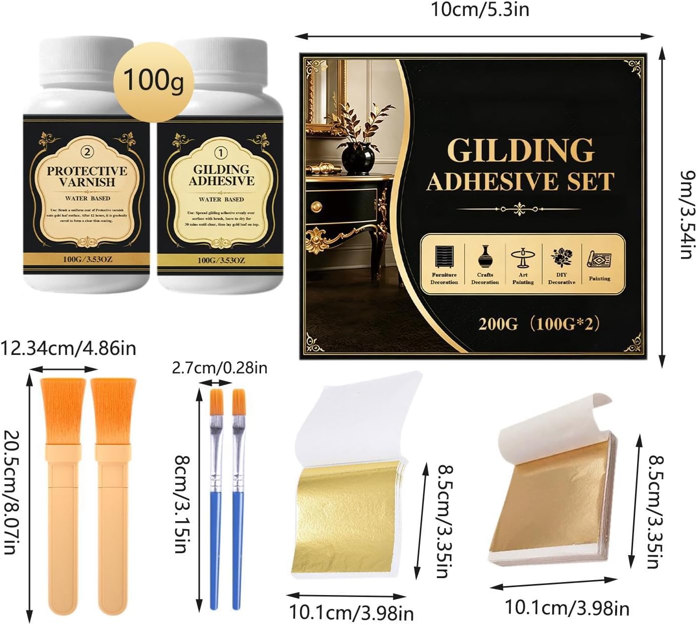 Gilding Adhesive, Water-Based Long-Lasting Glue, DIY Gold Leaf Crafts Adhes