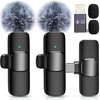 Wireless Lavalier Microphone for iPhone Android,2 Mini Lapel Microphones for Video Recording/LiveStream/YouTube/Online Meeting/TikTok (Black) - Amazon product rated Grade A