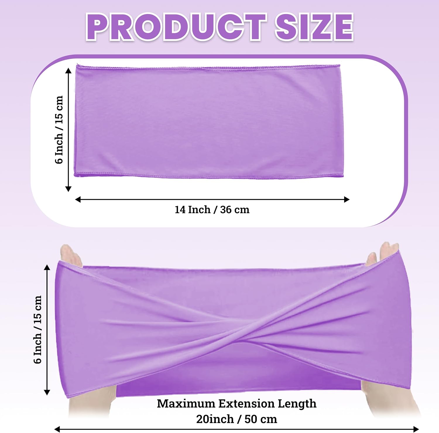 MDS Pack of 50 Spandex Chair Sashes Bows Elastic Stretch Dining Chair Bands Ties Without Slider Buckle Universal fits for Wedding Baby Shower Birthday Party Banquet Event Decoration - Lavender