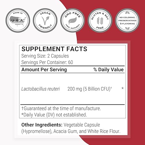 Miniatura 10 de Supersmart - Lactobacillus Reuteri - Probiotic Strain - 5 Billion Micro-Organisms CFU Per Day - Restores The Balance of Intestinal Microflora