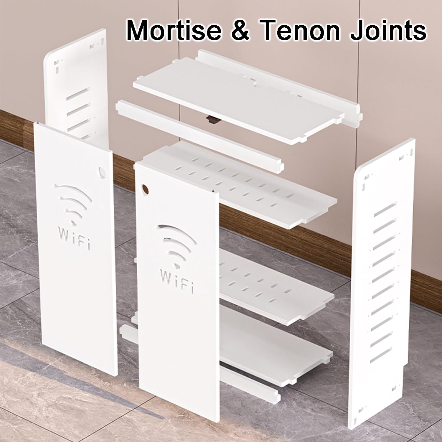 PVC Router Box Hider Shelf with Adjustable Shelves - Stylish Floor Standing Cable Management Solution for Home Office & Living Room Organization