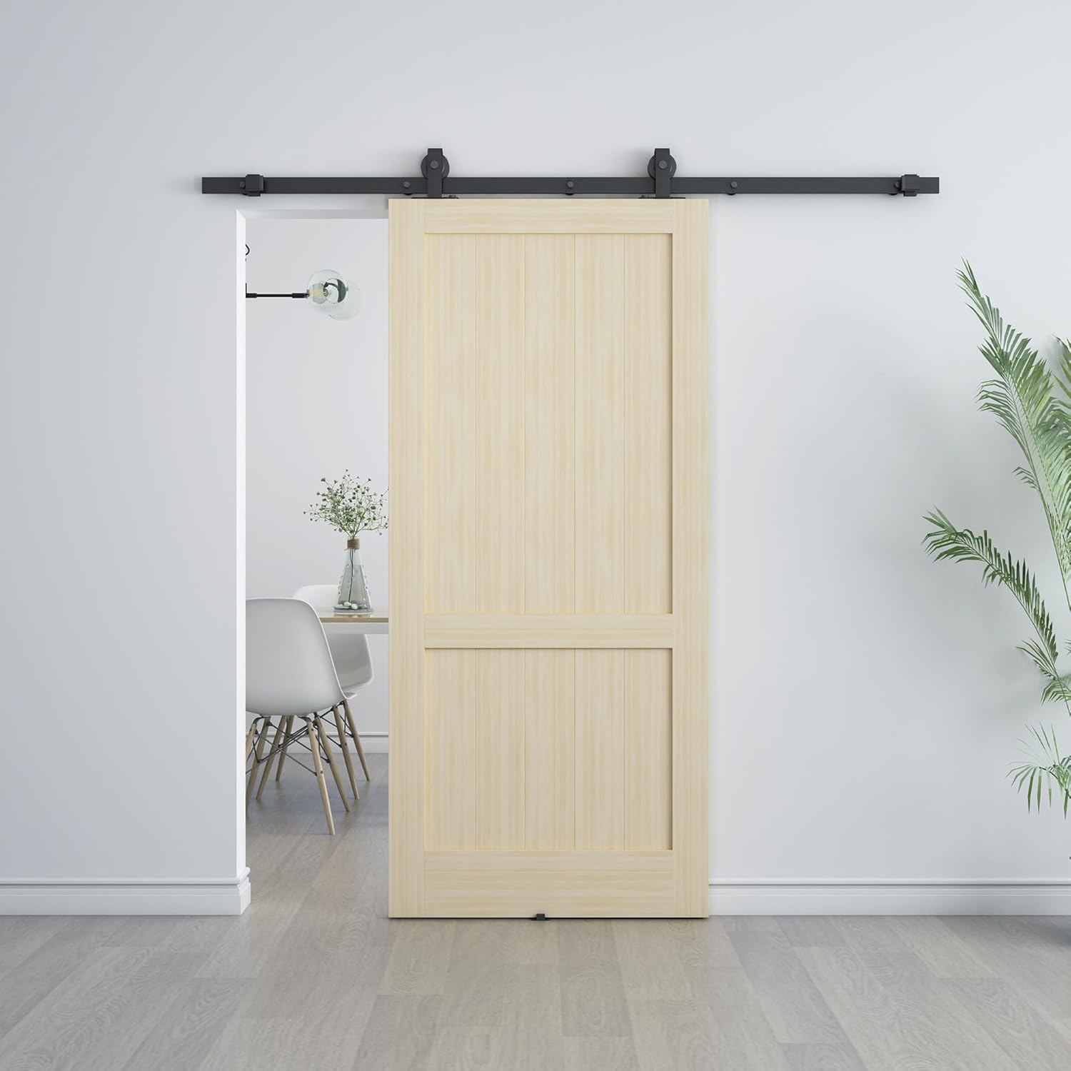 BARNSMITH 6FT Sliding Barn Door Hardware Kit - Top Mounted Track for Aluminum Glass Door - Simple and Easy to Install, Floor Guide Included