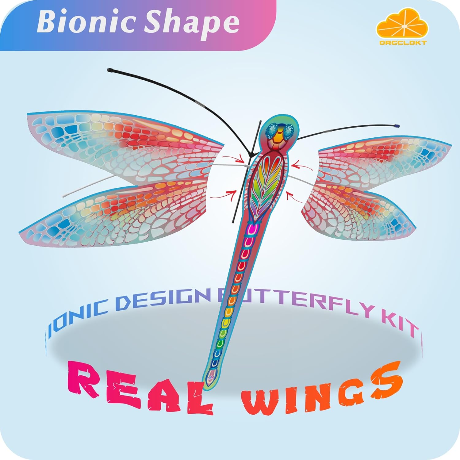 ORGCLDKT-Quadwing Bionic Flying Insect Kite-Butterfly Kite/Dragonfly Kite, Super Easy to Fly with, Ideal for Kids, Adults, Girls, Boys. Kites for The Beach, Grassland, Hiking